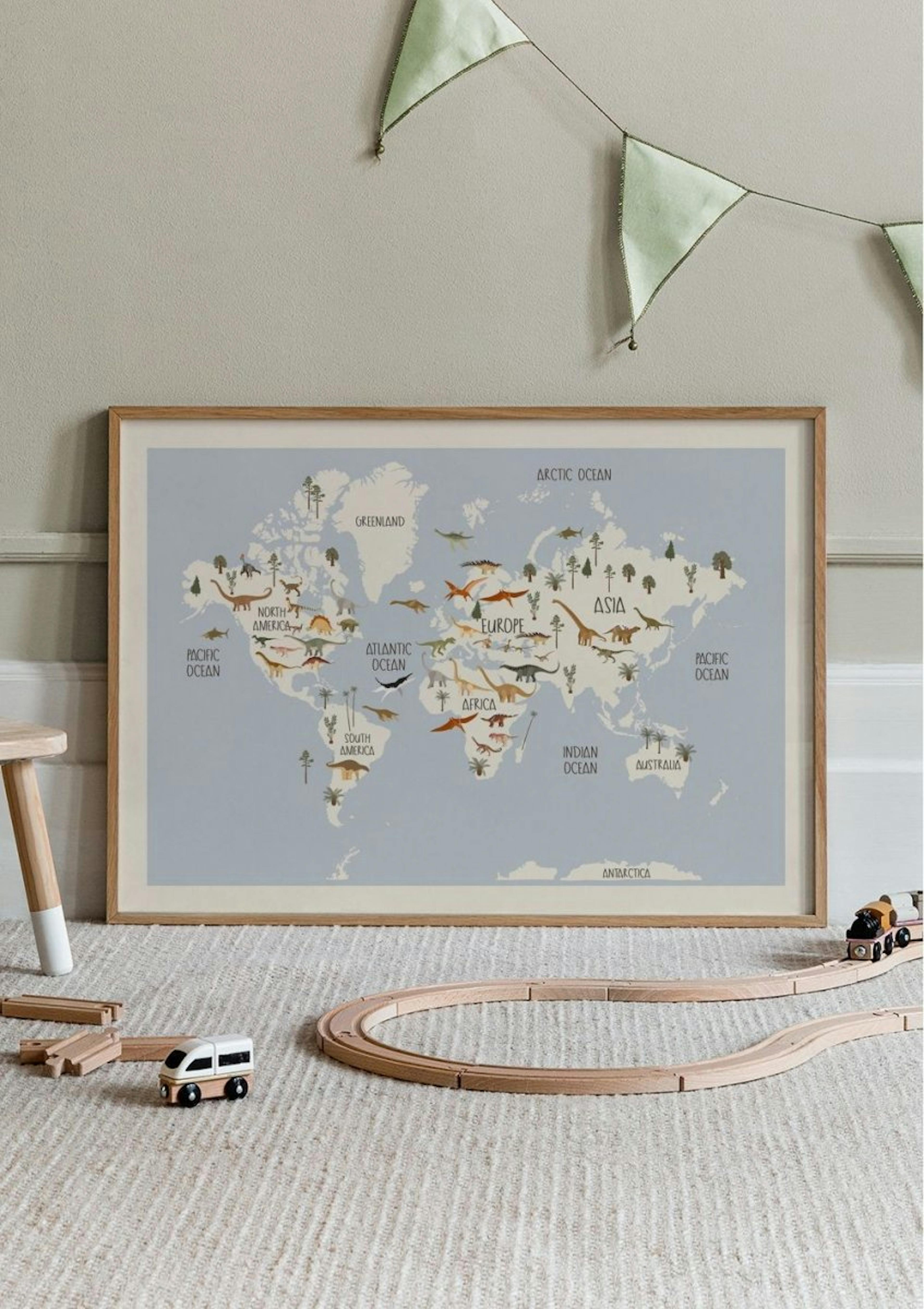 Dinosaur World Map Poster thumbnail
