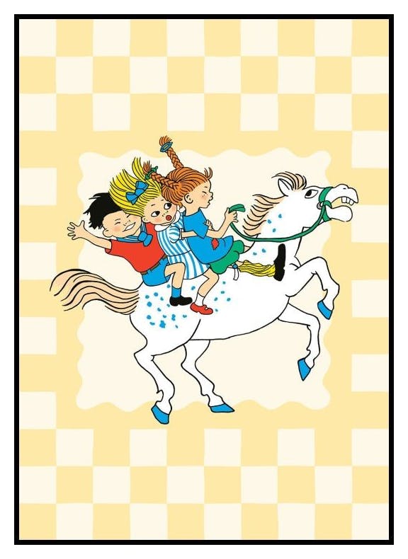 Prints Pippi Longstocking Horse Riding Poster (13x18 cm) - Poster Store