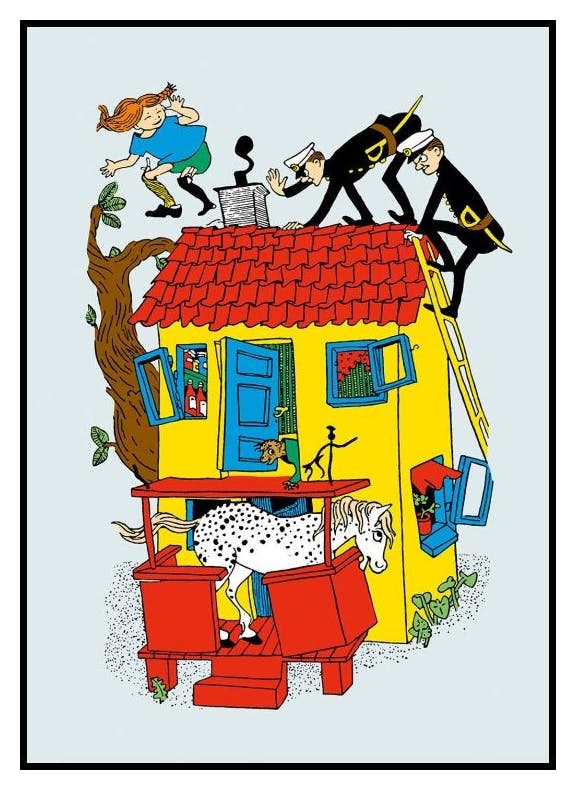 Pippi Langstrømpe og Politimennene Plakat (50x70 cm) - Poster Store