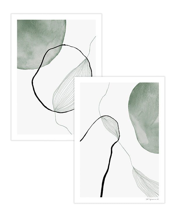 Green Abstract Poster pack (50x70 cm) - Poster Store
