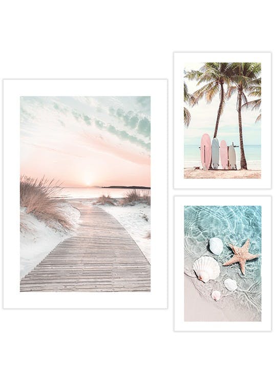 Surf Beach Poster pack (ONE SIZE) - Poster Store