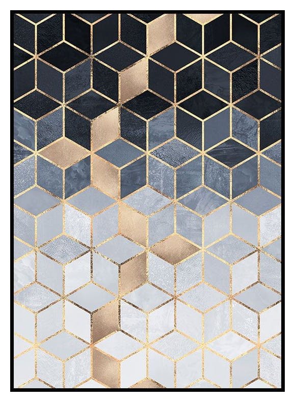 Soft Blue Gradient Cubes Poster (21x30 cm) - Poster Store