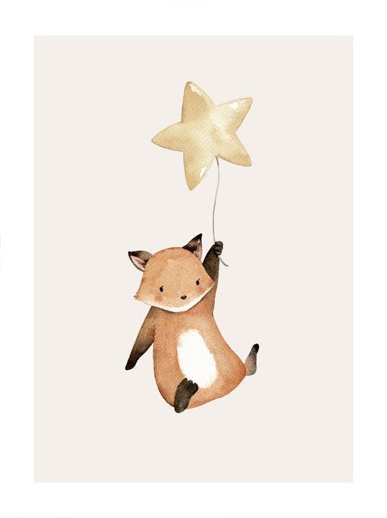 Star Balloon Fox Poster 0