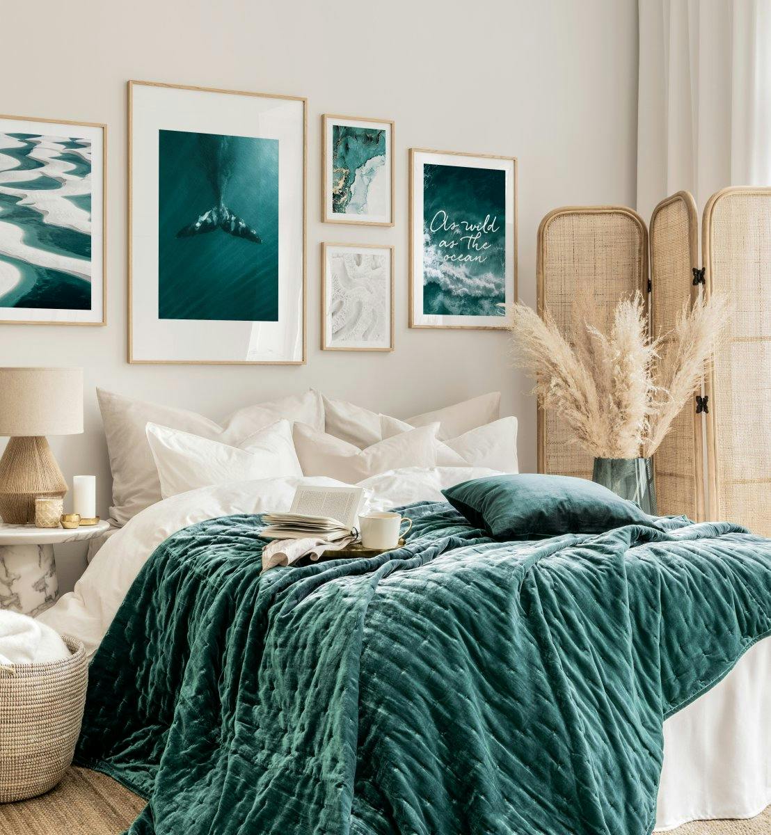 Diepblauwe oceaan fotowand blauwe wanddecoratie blauwe slaapkamer