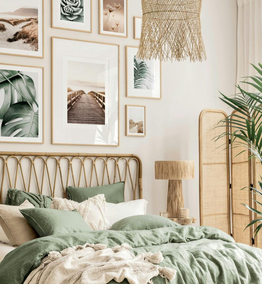 Botanisch strand harmonische fotowand botanische prints groene slaapkamer