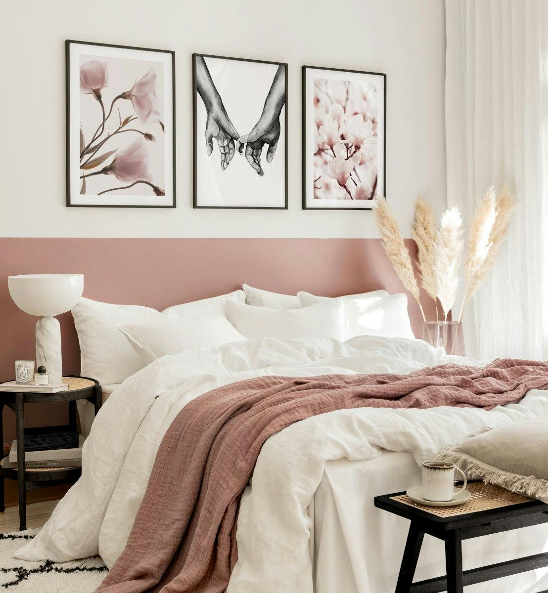 Parete romantica camera da letto poster fiori e amore