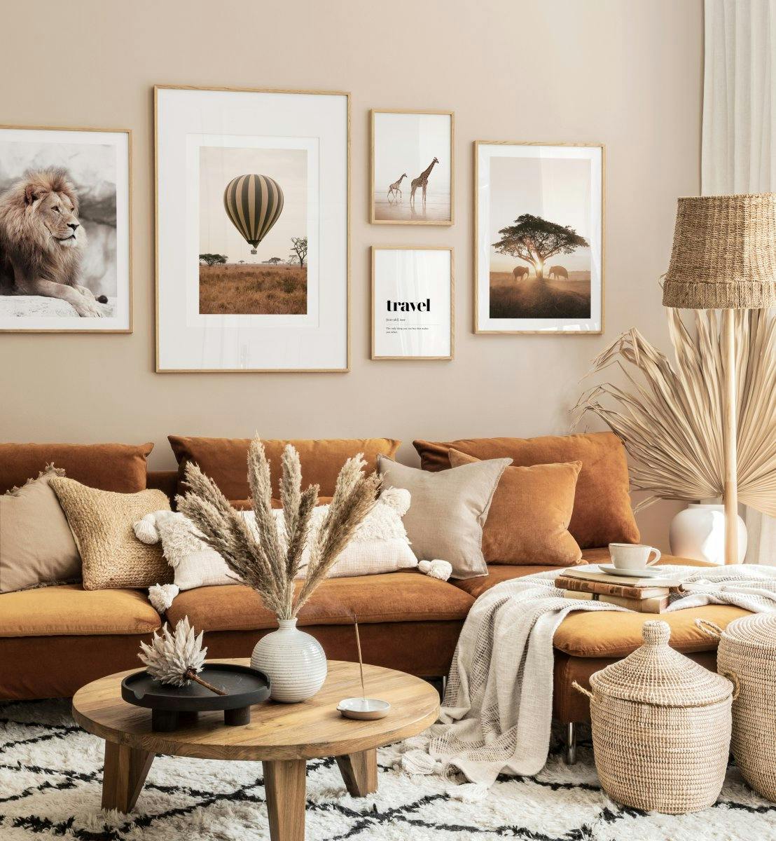 Africké motivy interiér obývacího pokoje rámy na obrazy