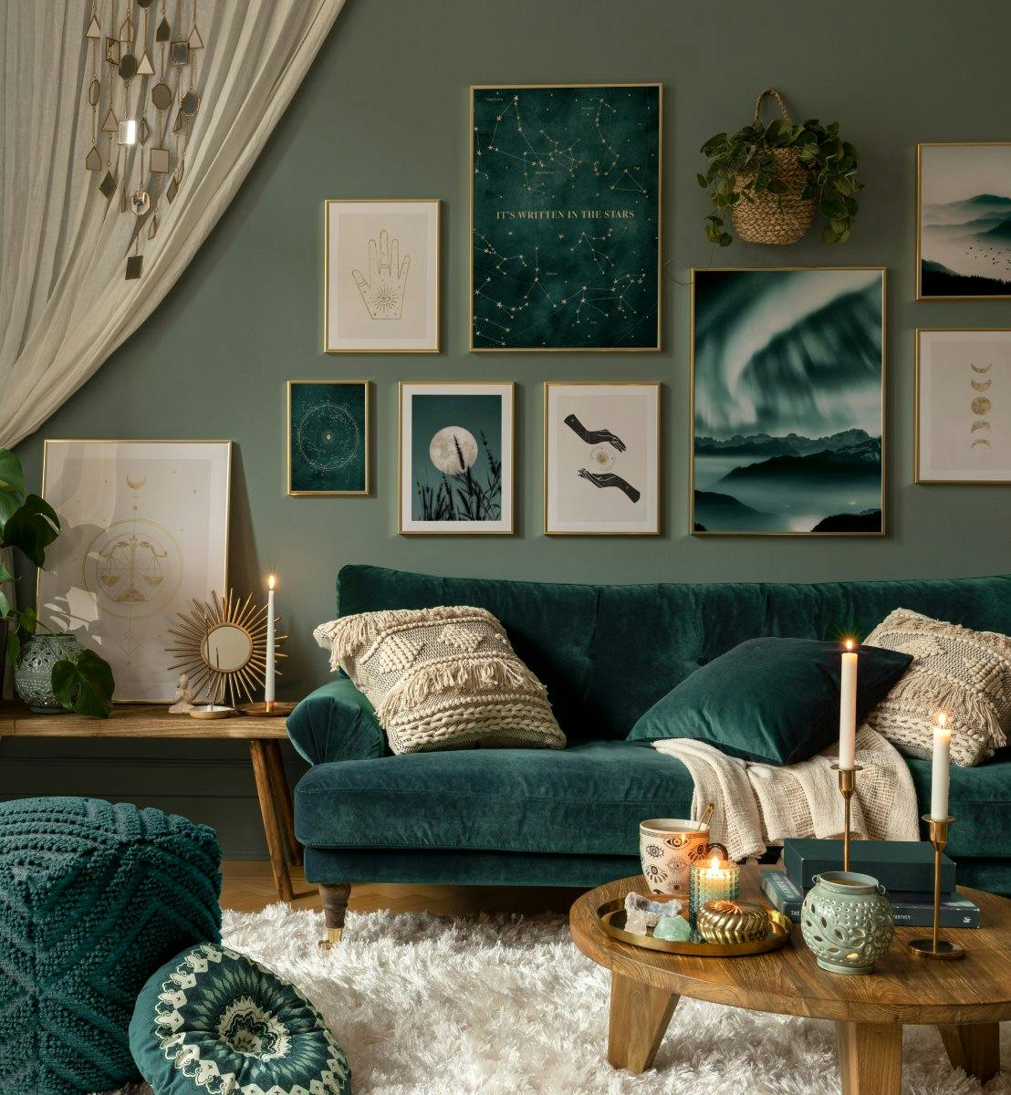 Smukke natur plakater og fotografier i blå farver til stuen