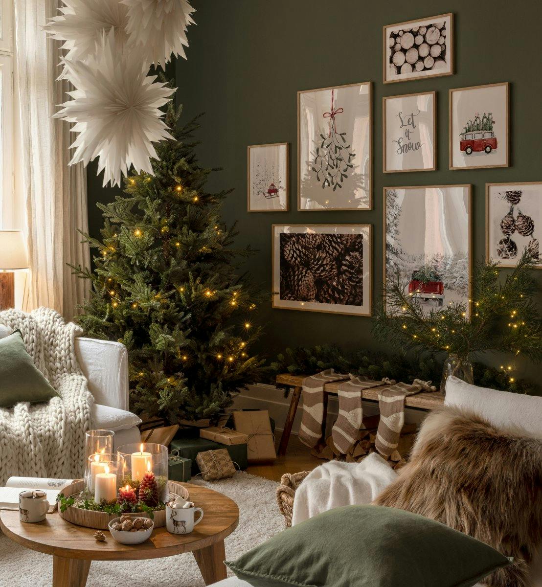 Cosy christmas prints for living room or bedroom
