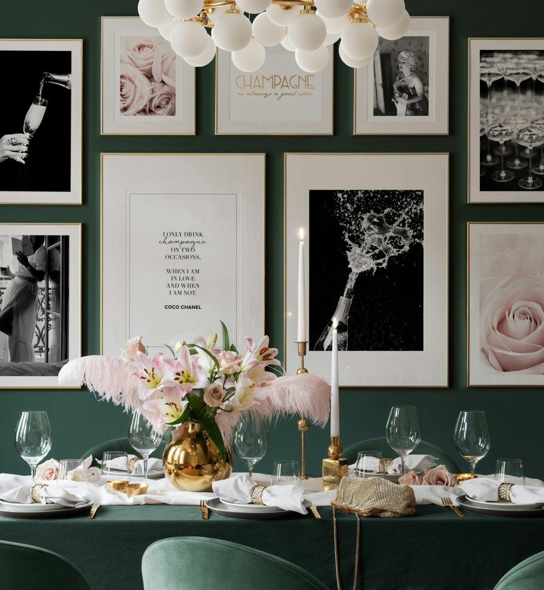 Photographs in black and white for the dining room
