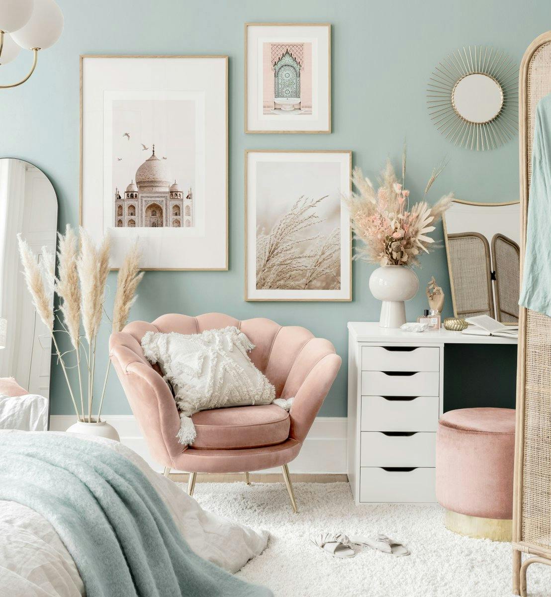Gyönyörű bézs rózsaszín kép fal fotóposzterek home office fali dekoráció