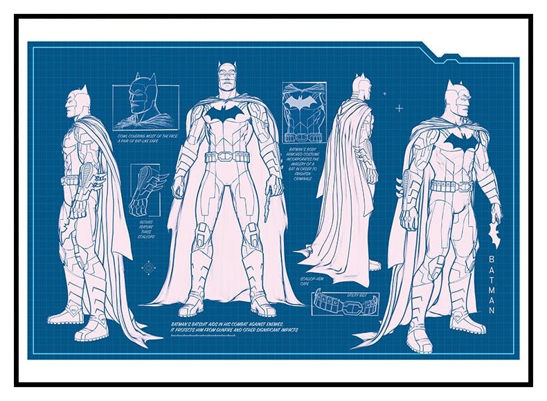 Prints Batman™ - Batsuit Blueprint Poster (30x40 cm) - Poster Store
