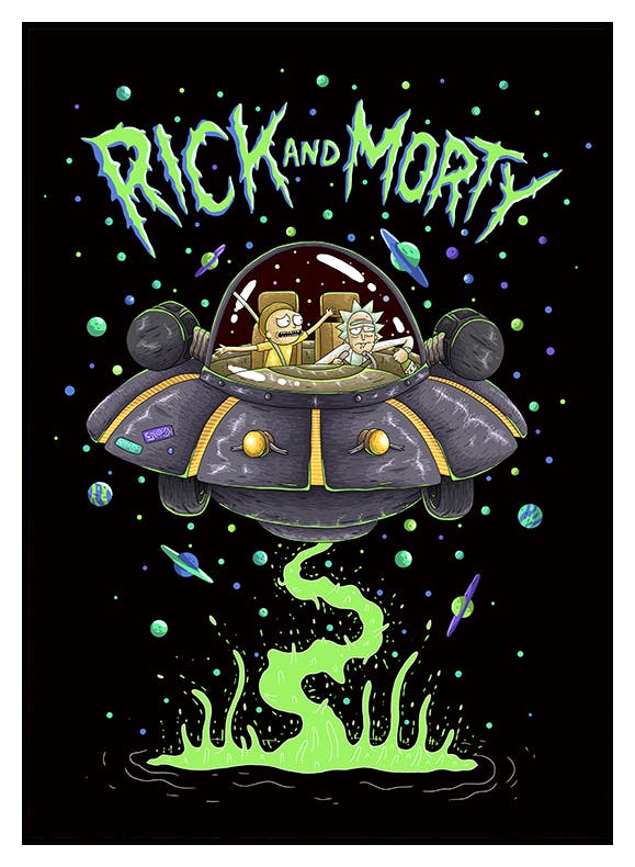 Prints Rick and Morty™ Spaceship Poster (50x70 cm) - Poster Store