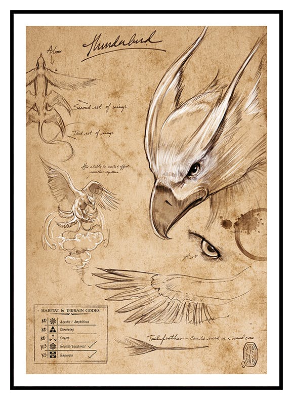 Fantastic Beasts™ - Thunderbird Sketch Poster (30x40 cm) - Poster Store