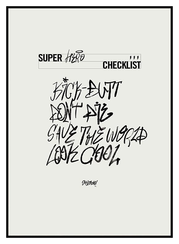 Shazam™ - Super Hero Checklist Poster (30x40 cm) - Poster Store