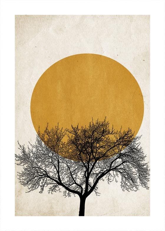 冬の太陽と木 ポスター 0